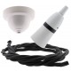 White Bakelite Ceiling Pendant Kit with B22 White Bakelite Lampholder and Black Flex