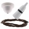 White Bakelite Ceiling Pendant Kit with B22 White Bakelite Lampholder and Mocha Brown Flex