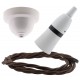 White Bakelite Ceiling Pendant Kit with B22 White Bakelite Lampholder and Mocha Brown Flex