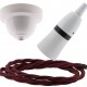 White Bakelite Ceiling Pendant Kit with B22 White Bakelite Lampholder and Rich Burgundy Flex