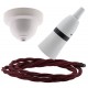 White Bakelite Ceiling Pendant Kit with B22 White Bakelite Lampholder and Rich Burgundy Flex