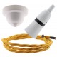 White Bakelite Ceiling Pendant Kit with B22 White Bakelite Lampholder and Gold Flex