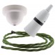 White Bakelite Ceiling Pendant Kit with B22 White Bakelite Lampholder and Green Flex