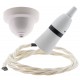 White Bakelite Ceiling Pendant Kit with B22 White Bakelite Lampholder and Classic Ivory Flex