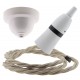 White Bakelite Ceiling Pendant Kit with B22 White Bakelite Lampholder and Linen Flex