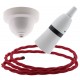 White Bakelite Ceiling Pendant Kit with B22 White Bakelite Lampholder and Bright Red Flex