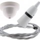 White Bakelite Ceiling Pendant Kit with B22 White Bakelite Lampholder and Silver Flex White Bakelite Ceiling Pendant Kit with B22 White Bakelite Lampholder and Silver Flex