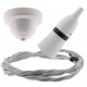 White Bakelite Ceiling Pendant Kit with B22 White Bakelite Lampholder and Silver Flex