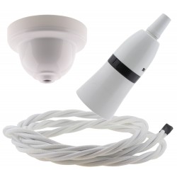 White Bakelite Ceiling Pendant Kit with B22 White Bakelite Lampholder and White Flex White Bakelite Ceiling Pendant Kit with B22 White Bakelite Lampholder and White Flex
