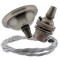 Small Antique Brass Ceiling Pendant Kit and B22 Lampholder with Silver Flex