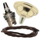 Small Brass Effect Ceiling Pendant Kit and B22 Brass Lampholder with Mocha Brown Flex