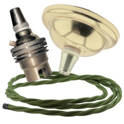 Small Brass Effect Ceiling Pendant Kit and B22 Brass Lampholder with Green Flex Small Brass Effect Ceiling Pendant Kit and B22 Brass Lampholder with Green Flex