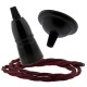 Small Black Period Ceiling Pendant Kit with B22 Black Bakelite Lampholder and Rich Burgundy Flex Small Black Period Ceiling Pendant Kit with B22 Black Bakelite Lampholder and Rich Burgundy Flex