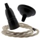 Small Black Period Ceiling Pendant Kit with B22 Black Bakelite Lampholder and Linen Flex Small Black Period Ceiling Pendant Kit with B22 Black Bakelite Lampholder and Linen Flex