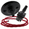 Matte Black Ceiling Pendant Kit and B22 Bronze Lampholder with Bright Red Flex