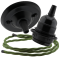 Matt Black Ceiling Pendant Kit and E27 Bakelite Lampholder with Green Flex