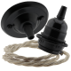 Matt Black Ceiling Pendant Kit and E27 Bakelite Lampholder with Linen Flex Matt Black Ceiling Pendant Kit and E27 Bakelite Lampholder with Linen Flex