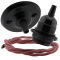 Matte Black Ceiling Pendant Kit and E27 Bakelite Lampholder with Dusky Pink Flex