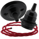 Matte Black Ceiling Pendant Kit and E27 Bakelite Lampholder with Bright Red Flex Matte Black Ceiling Pendant Kit and E27 Bakelite Lampholder with Bright Red Flex