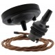 Ceiling Pendant Kit with Large Rose and B22 Lampholder in Matte Black Finish with Bronze Flex