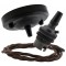 Ceiling Pendant Kit with Large Rose and B22 Lampholder in Matte Black Finish with Mocha Brown Flex
