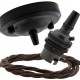 Ceiling Pendant Kit with Large Rose and B22 Lampholder in Matte Black Finish with Mocha Brown Flex Ceiling Pendant Kit with Large Rose and B22 Lampholder in Matte Black Finish with Mocha Brown Flex