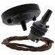 Ceiling Pendant Kit with Large Rose and B22 Lampholder in Matte Black Finish with Mocha Brown Flex