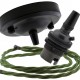 Ceiling Pendant Kit with Large Rose and B22 Lampholder in Matte Black Finish with Green Flex Ceiling Pendant Kit with Large Rose and B22 Lampholder in Matte Black Finish with Green Flex