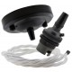 Ceiling Pendant Kit with Large Rose and B22 Lampholder in Matte Black Finish with White Flex