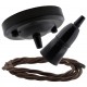 Ceiling Pendant Kit with Large Rose and B22 Skirted Lampholder in Black Finish with Mocha Brown Flex Ceiling Pendant Kit with Large Rose and B22 Skirted Lampholder in Black Finish with Mocha Brown Flex