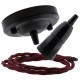 Ceiling Pendant Kit with Large Rose and B22 Skirted Lampholder in Black Finish with Rich Burgundy Flex Ceiling Pendant Kit with Large Rose and B22 Skirted Lampholder in Black Finish with Rich Burgundy Flex