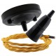 Ceiling Pendant Kit with Large Rose and B22 Skirted Lampholder in Black Finish with Gold Flex Ceiling Pendant Kit with Large Rose and B22 Skirted Lampholder in Black Finish with Gold Flex