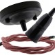 Ceiling Pendant Kit with Large Rose and B22 Skirted Lampholder in Black Finish with Dusky Pink Flex