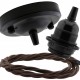 Ceiling Pendant Kit with Large Rose and E27 Lampholder in Matte Black Finish with Bronze Flex