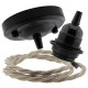 Ceiling Pendant Kit with Large Rose and E27 Lampholder in Matte Black Finish with Linen Effect Flex Ceiling Pendant Kit with Large Rose and E27 Lampholder in Matte Black Finish with Linen Effect Flex