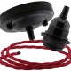 Ceiling Pendant Kit with Large Rose and E27 Lampholder in Matte Black Finish with Rich Burgundy Flex Ceiling Pendant Kit with Large Rose and E27 Lampholder in Matte Black Finish with Rich Burgundy Flex