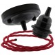 Ceiling Pendant Kit with Large Rose and E27 Lampholder in Matte Black Finish with Rich Burgundy Flex Ceiling Pendant Kit with Large Rose and E27 Lampholder in Matte Black Finish with Rich Burgundy Flex