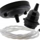 Ceiling Pendant Kit with Large Rose and E27 Lampholder in Matte Black Finish with White Flex Ceiling Pendant Kit with Large Rose and E27 Lampholder in Matte Black Finish with White Flex