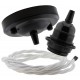 Ceiling Pendant Kit with Large Rose and E27 Lampholder in Matte Black Finish with White Flex Ceiling Pendant Kit with Large Rose and E27 Lampholder in Matte Black Finish with White Flex