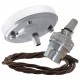 Ceiling Pendant Kit with Large Rose and B22 Lampholder in Silver Nickel Finish with Mocha Brown Flex