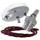 Ceiling Pendant Kit with Large Rose and B22 Lampholder in Silver Nickel Finish with Rich Burgundy Flex