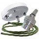 Ceiling Pendant Kit with Large Rose and B22 Lampholder in Silver Nickel Finish with Green Flex