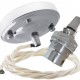 Ceiling Pendant Kit with Large Rose and B22 Lampholder in Silver Nickel Finish with Classic Ivory Flex Ceiling Pendant Kit with Large Rose and B22 Lampholder in Silver Nickel Finish with Classic Ivory Flex