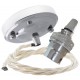 Ceiling Pendant Kit with Large Rose and B22 Lampholder in Silver Nickel Finish with Classic Ivory Flex