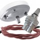 Ceiling Pendant Kit with Large Rose and B22 Lampholder in Silver Nickel Finish with Dusky Pink Flex