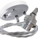 Ceiling Pendant Kit with Large Rose and B22 Lampholder in Silver Nickel Finish with Silver Grey Flex Ceiling Pendant Kit with Large Rose and B22 Lampholder in Silver Nickel Finish with Silver Grey Flex