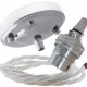 Ceiling Pendant Kit with Large Rose and B22 Lampholder in Silver Nickel Finish with White Flex Ceiling Pendant Kit with Large Rose and B22 Lampholder in Silver Nickel Finish with White Flex