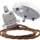 Ceiling Pendant Kit with Large Silver Rose and E27 Lampholder in Silver Nickel Finish with Bronze Flex Ceiling Pendant Kit with Large Silver Rose and E27 Lampholder in Silver Nickel Finish with Bronze Flex