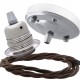 Ceiling Pendant Kit with Large Silver Rose and E27 Lampholder in Silver Nickel Finish with Mocha Brown Flex Ceiling Pendant Kit with Large Silver Rose and E27 Lampholder in Silver Nickel Finish with Mocha Brown Flex