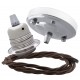 Ceiling Pendant Kit with Large Silver Rose and E27 Lampholder in Silver Nickel Finish with Mocha Brown Flex Ceiling Pendant Kit with Large Silver Rose and E27 Lampholder in Silver Nickel Finish with Mocha Brown Flex